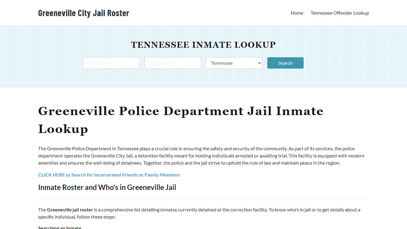Greeneville Police Department & City Jail, TN Inmate Roster, Arrests ...