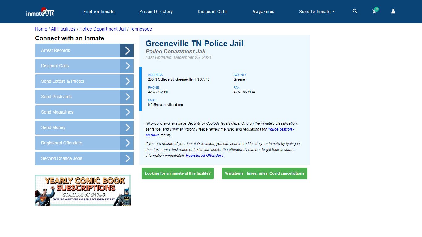 Greeneville TN Police Jail & Inmate Search - Greeneville, TN