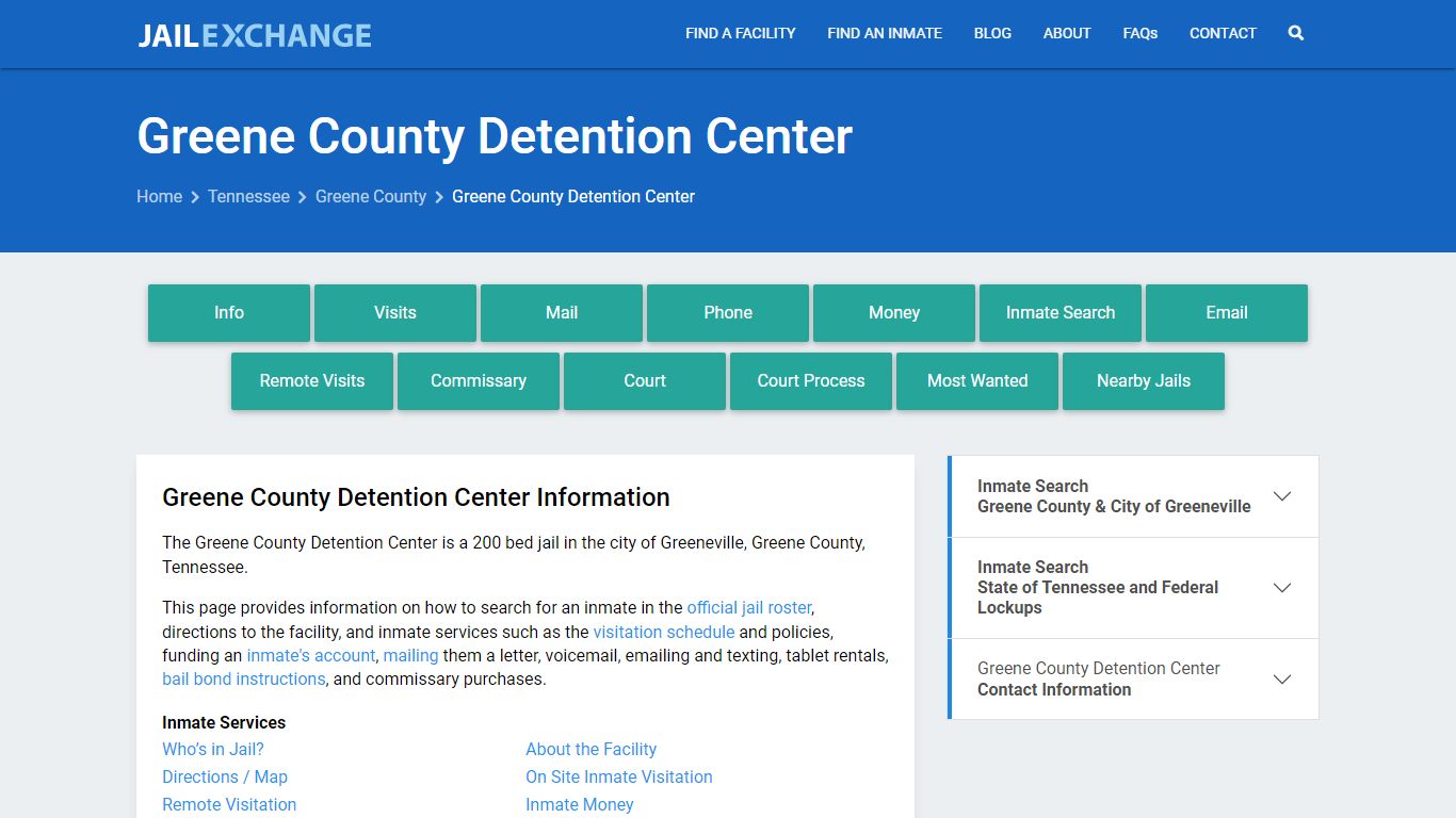 Greene County Detention Center, TN Inmate Search, Information